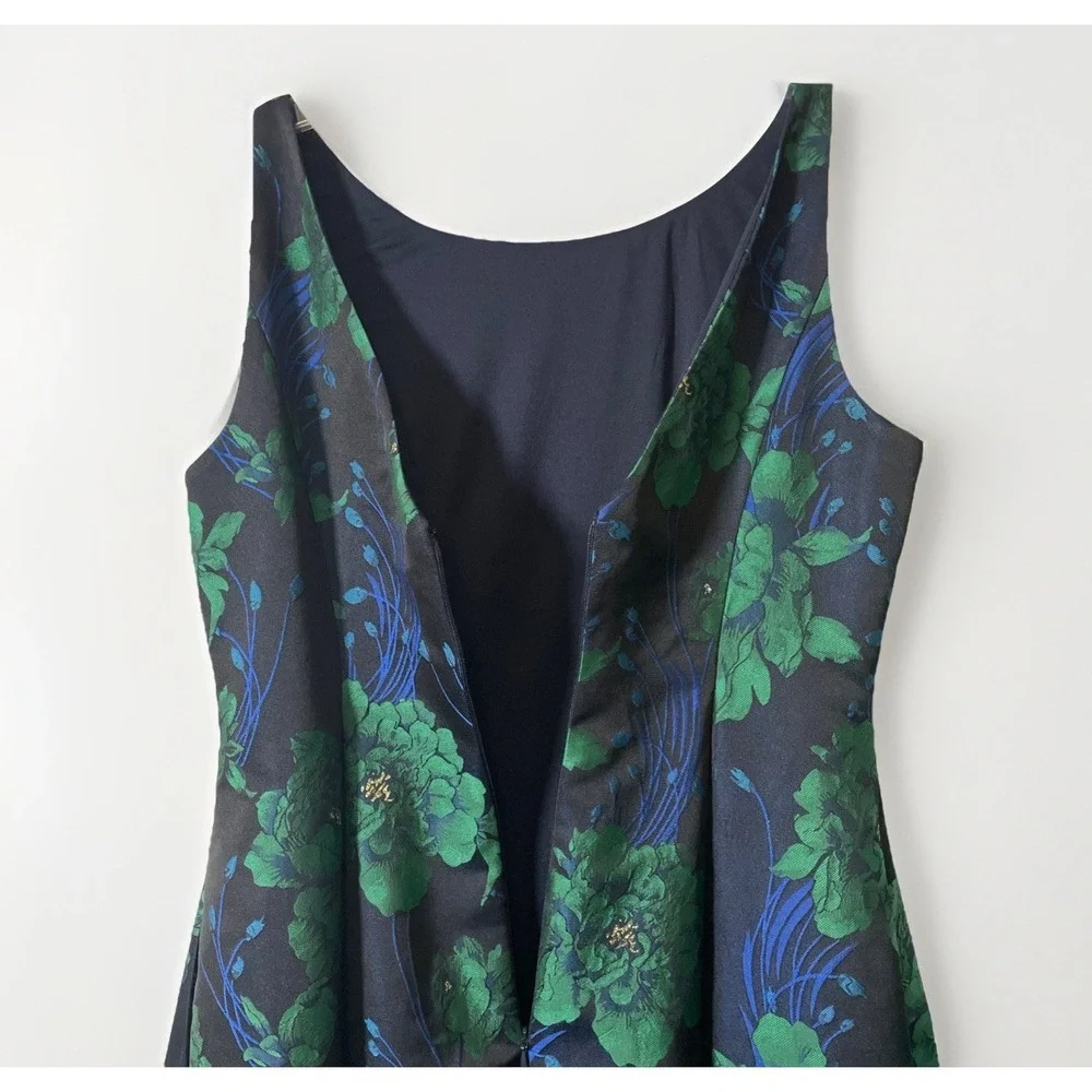 Adrianna Papell‎ Ruffle Jacquard Floral Hi-Lo Sleeveless Dress Pockets Women's 4 - Picture 6 of 11